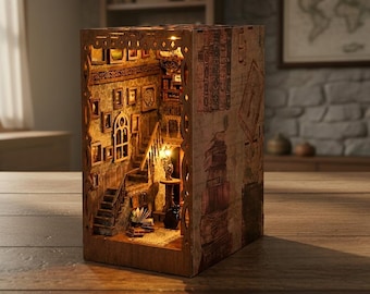 Gothic Haunted Alley Book Nook – Dark Fantasy Miniature Diorama with Moody LED Lighting