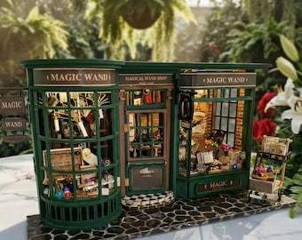 Wizard Shop Book Nook DIY Kit – Miniature Dollhouse with LED Lights
