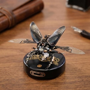 3D Mechanical Scarab Beetle Model Kit with LED Light - Steampunk DIY Craft