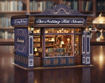 Notting Hill Book Nook Miniature Kit, 3D Wooden Puzzle for Library Shelf Decor
