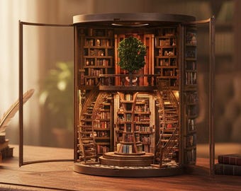Magical Library Book Nook Kit with Enchanted Tree for Cozy Bookshelf Decor