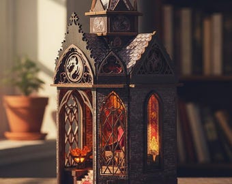 Gothic Dragon Castle Book Nook, 3D Wooden Puzzle Reading Corner Decor Kit