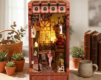 Paris Night Street Book Nook: Romantic European Alley Miniature with Warm LED Lighting