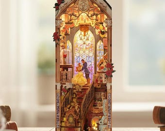 Beast & Beauty Book Nook Kit, 3D Wooden Puzzle Diorama for Cozy Bookshelf Decor