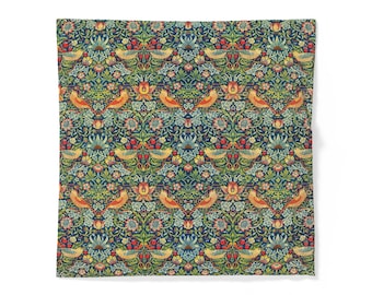 William Morris Floral Bird, katoenen dekbedovertrek, vintage botanisch patroon, slaapkamerinrichting in Victoriaanse stijl