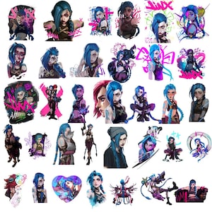 Jinx Graffiti Clipart Bundle: League of Legends PNG SVG för Cricut (digital nedladdning)