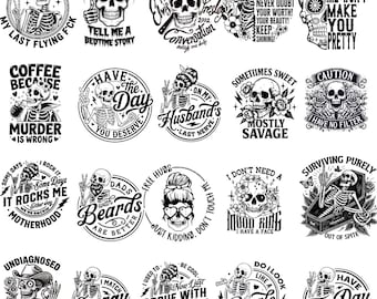 Funny Antisocial skulls PNG Bundle, sublimation designs, Homebody PNG, Sarcastic bundle PNG, Funny skeleton bundle png, Digital Download