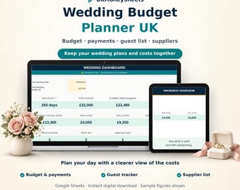 Wedding Budget Spreadsheet for Google Sheets | Guest List & Payment Tracker
