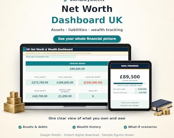 UK Net Worth Tracker | Assets, Debts, Goals (Google Sheets)