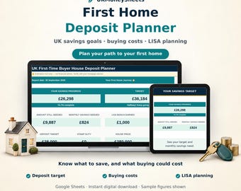 UK First-Time Buyer House Deposit Planner | LISA Bonus Tracker (Google Sheets)