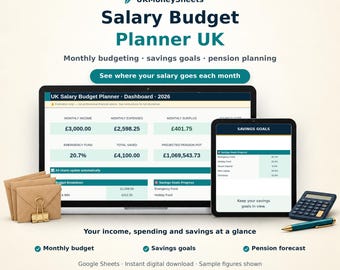 英国月間予算プランナー｜手取り給与、住民税、年金（Googleスプレッドシート）