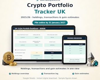 UK Crypto Tax Tracker 2025/26 | Section 104 Pool, CGT Estimate (Google Sheets)