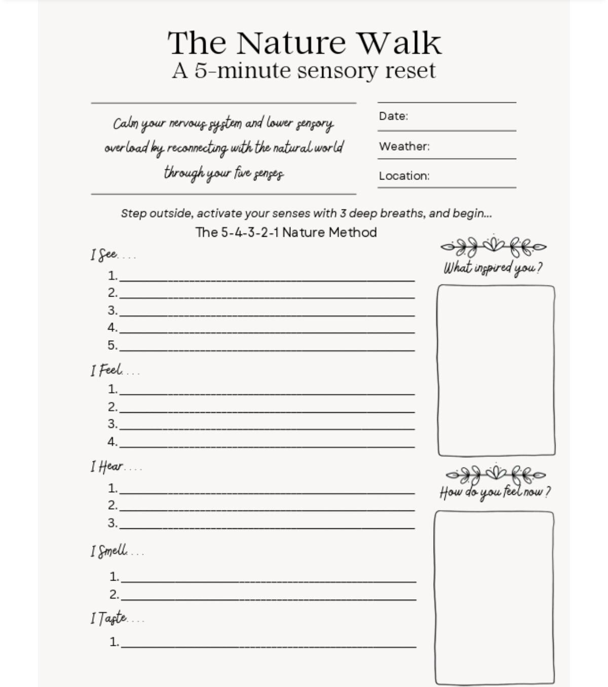 Nature Walk Grounding Guide - Etsy