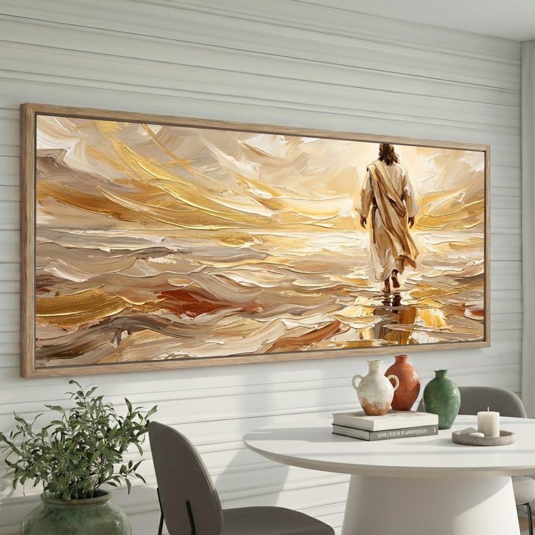 Jesus Walking on Water Panoramic Christ Canvas Wall Art, Sea Miracle ...