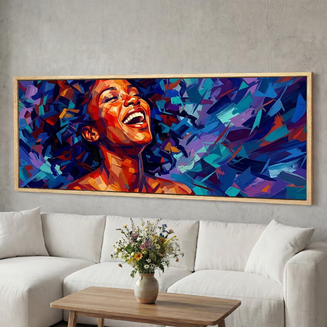 Black Girl Canvas Wall Art Extra Large Panoramic African American Woman ...