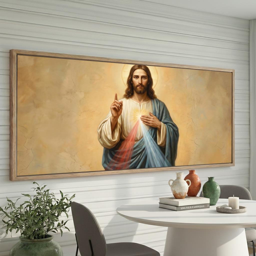Mercy Rays Jesus Wave Art Canvas, Divine Mercy Rays, Christ Sea Wall Decor ...