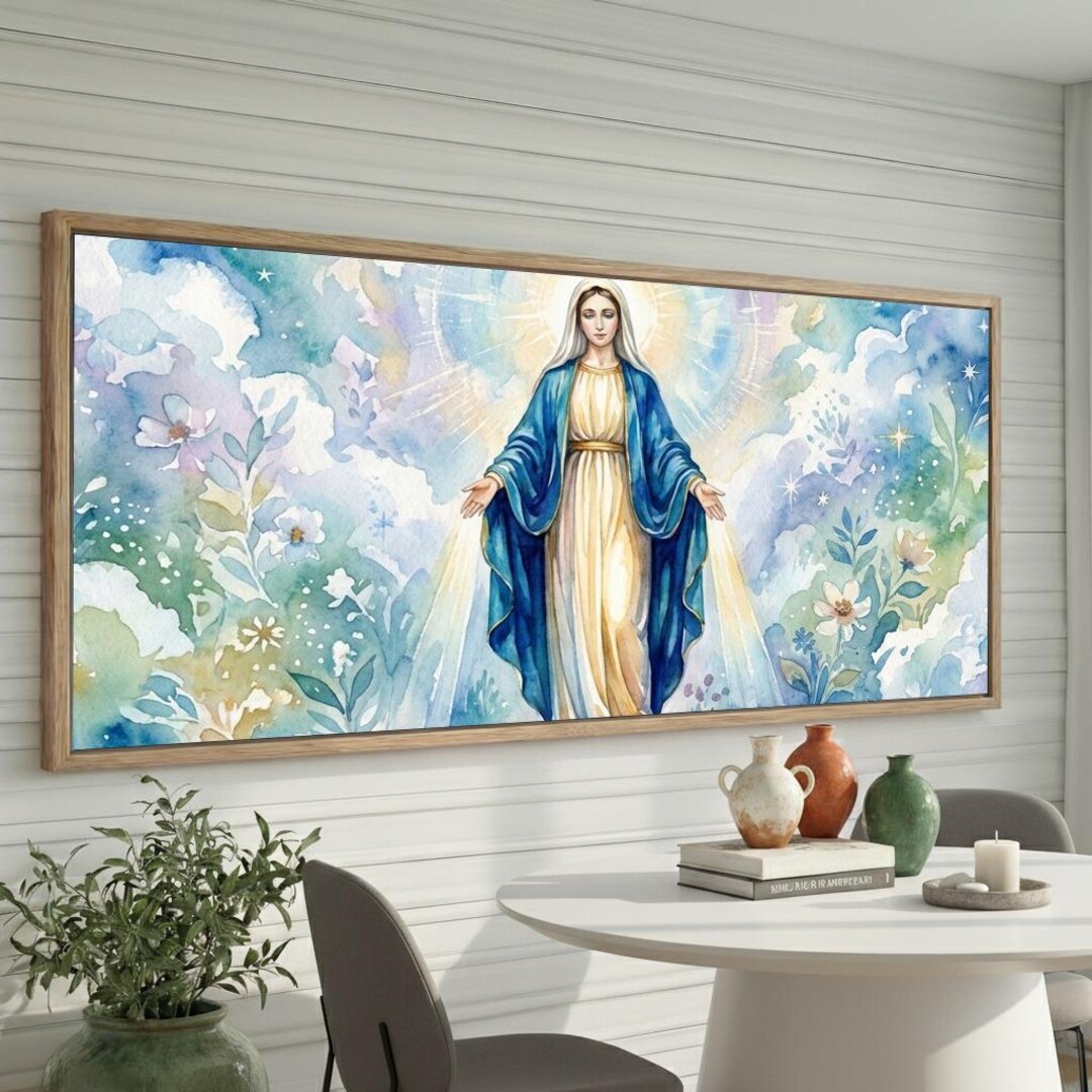 Blessed Virgin Mary Canvas Wall Art, Catholic Christian Wall Decor, Our ...