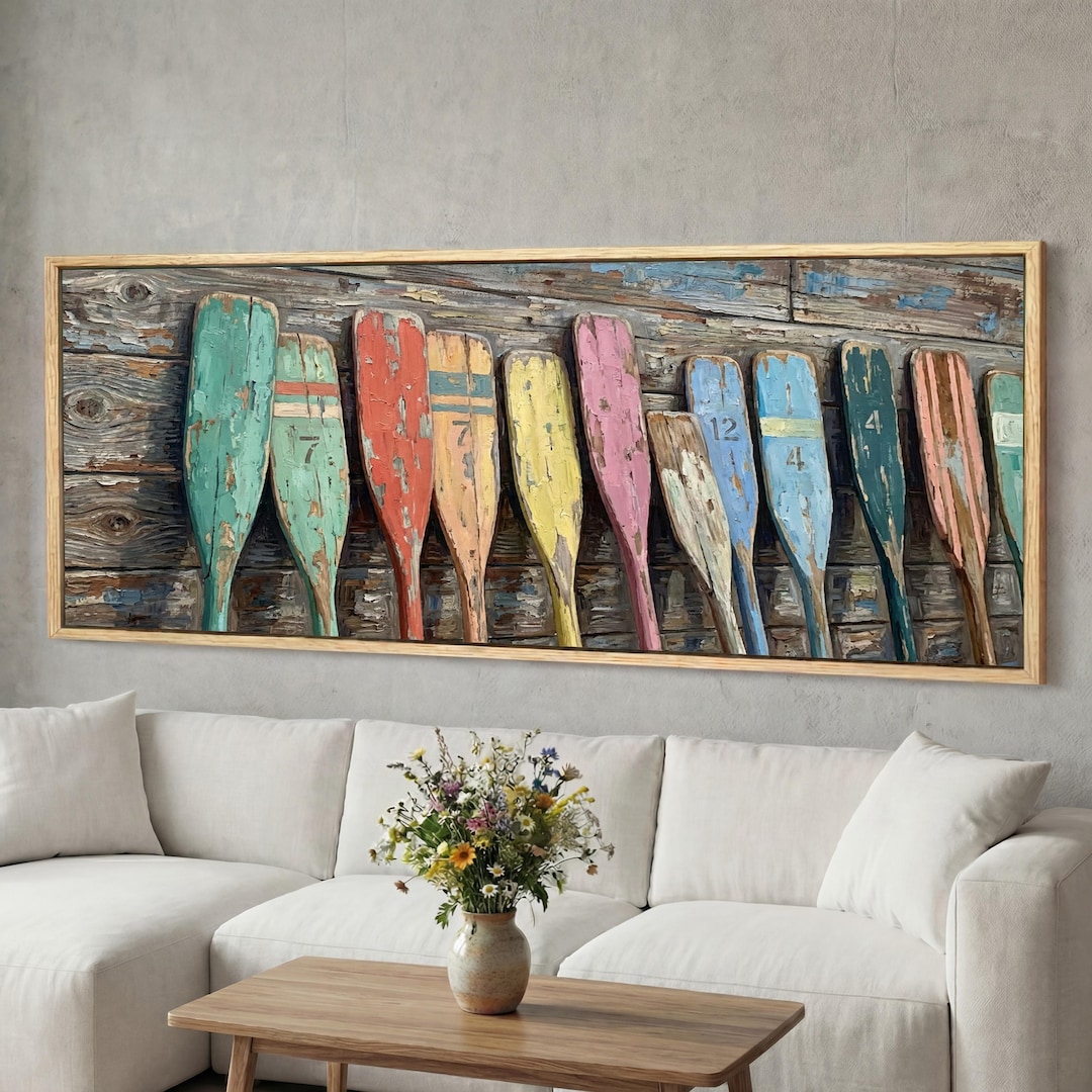 Vintage Paddle Art Canvas, Rustic Oars Wall Art, Coastal Cabin Lake ...