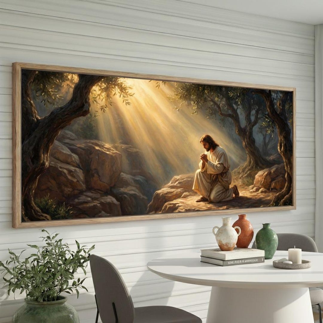 Jesus Praying in Gethsemane Canvas Wall Art | Garden of Gethsemane ...