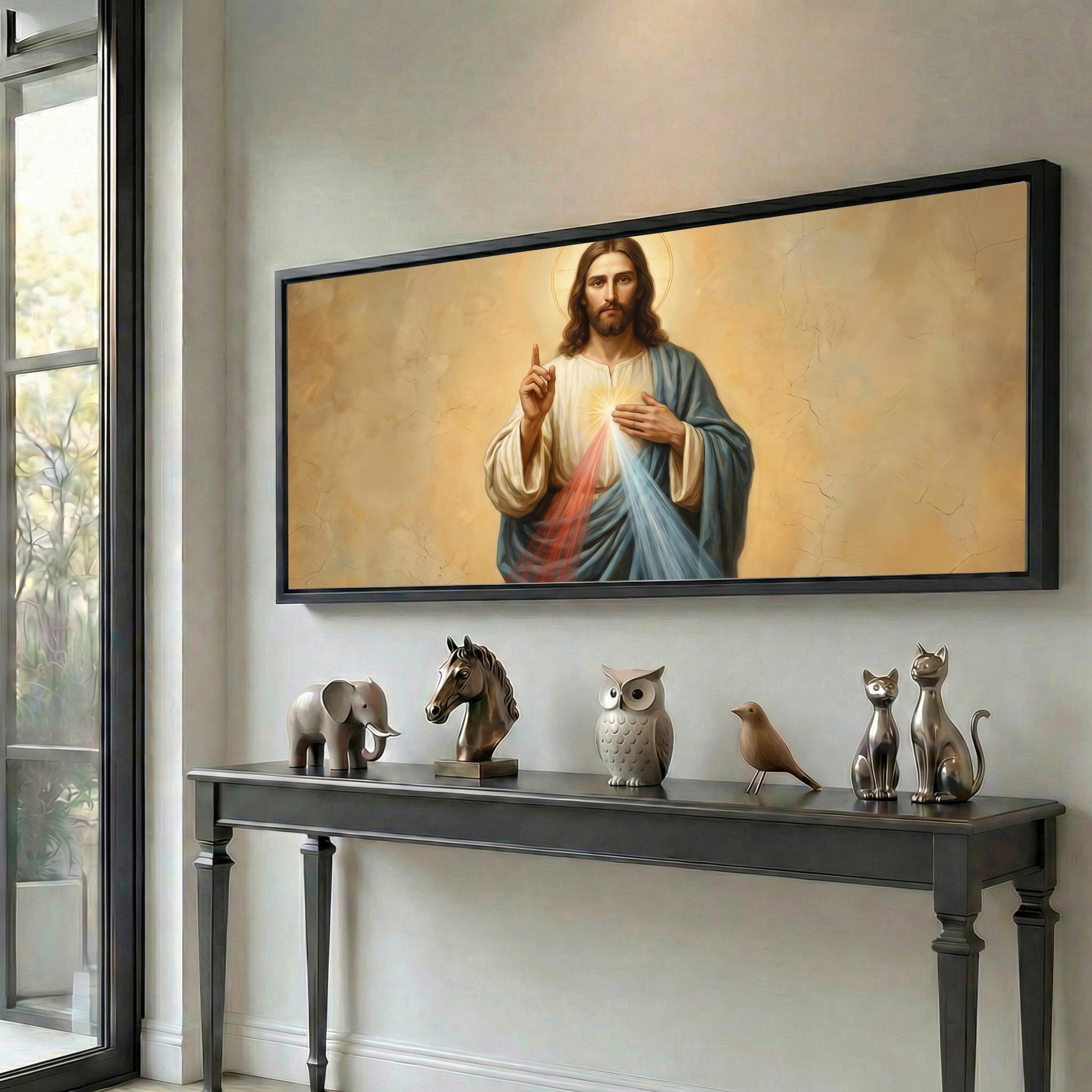 Mercy Rays Jesus Wave Art Canvas, Divine Mercy Rays, Christ Sea Wall Decor ...