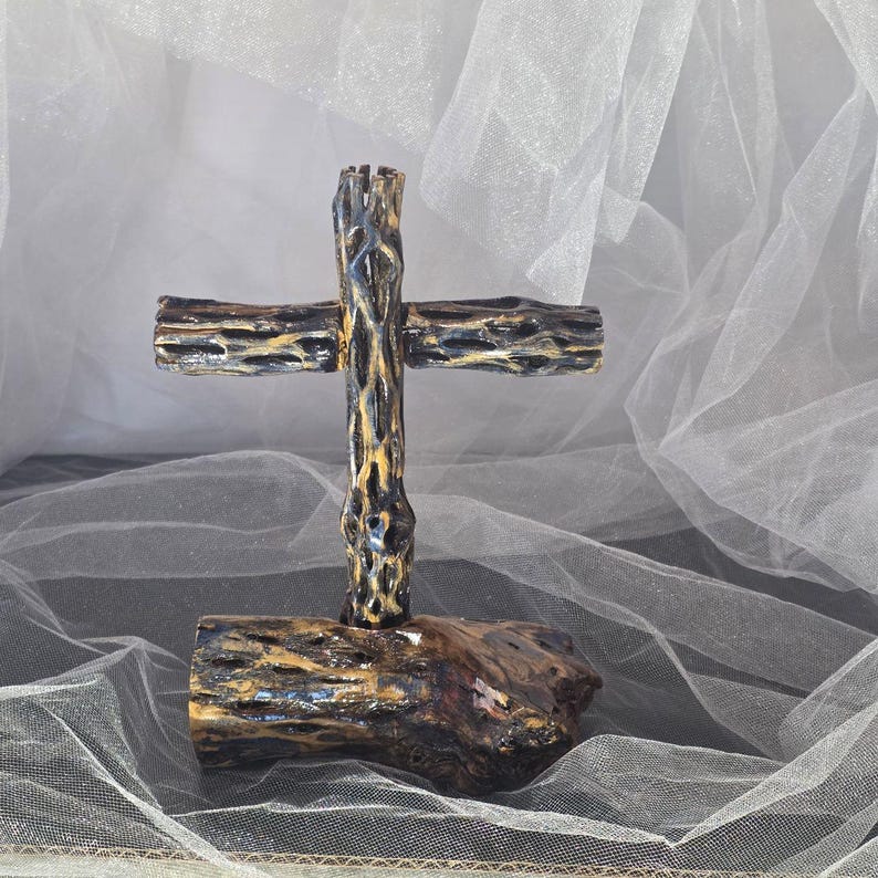 Handmade Cholla Cactus Wood Cross on Natural Cholla Root Base – Desert ...