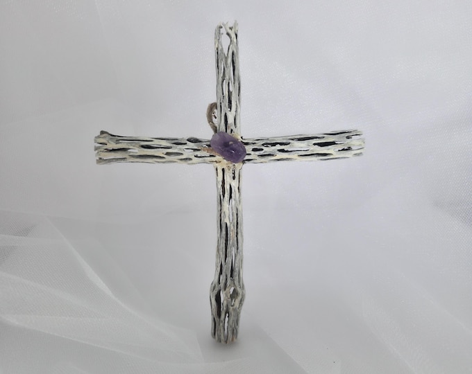 Handmade Cholla Cactus Wood Cross on Natural Cholla Root Base – Desert Inspired Religious Art