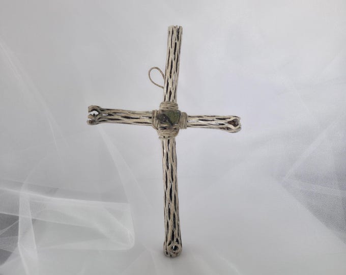 Handmade Cholla Cactus Wood Cross on Natural Cholla Root Base – Desert Inspired Religious Art