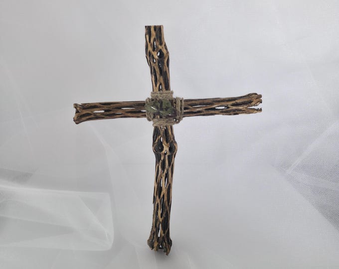 Handmade Cholla Cactus Wood Cross on Natural Cholla Root Base – Desert Inspired Religious Art
