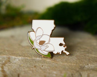 Pin de esmalte duro de magnolia de Luisiana