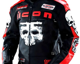 Herr Icon Motorhead Skull Svart Bikerjacka