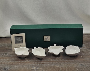 Vintage Discovery Channel Ceramic Leaf Sushi Dipping Dishes Set of 4