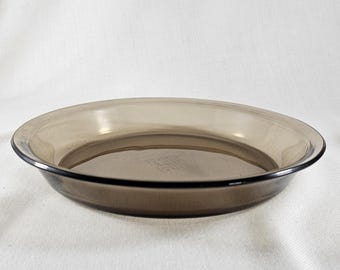 Vintage Amber Pyrex Pie Plate #209, 10-inch Smoked Glass Baking Dish