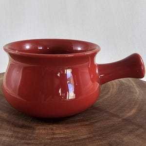 Vintage Red Buchase Stoneware Soup Crock, 22oz French Onion/Chili Bowl