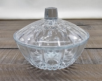 Vintage KIG Indonesia Glass Candy Dish or Trinket Bowl with Lid