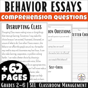 Behavior Reflection Worksheets | Behavior Essays, Comprehension Questions & Better Choices