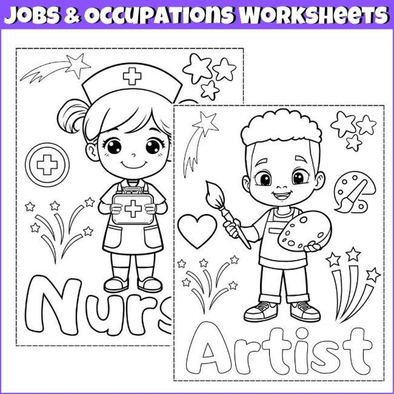 Community Helpers Coloring 50 Pages for Kids | Jobs & Occupations ...