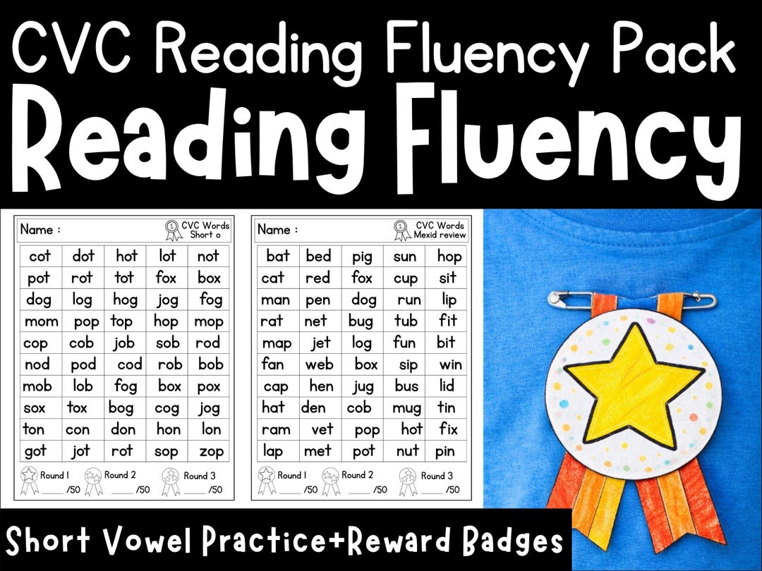 CVC Word Fluency Worksheets Printable PDF | Kindergarten Phonics ...