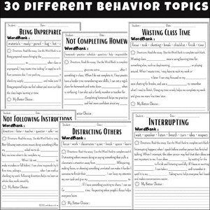 Behavior Reflection Worksheets | Behavior Think Sheets | Fill in the Blank Behavior Worksheets | Classroom Management | SALT