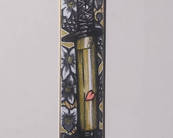 Original Sumi-e Painting "BATTŌ" – Japanese Sword Art on Shikishi Paper