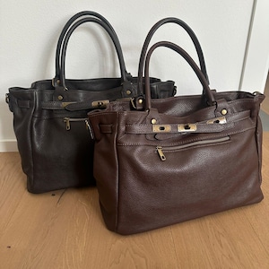 Hochwertige Echtledertasche „Made in Italy“, italienische Echtleder-Tragetasche, Schultertasche, Arbeits-, Uni- und Reisetasche, Luxustasche aus Italien
