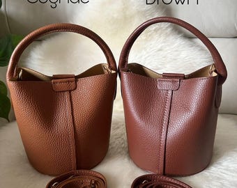 Bucket bag Genuine leather Made in Italy, bucket Italian genuine leather bag, handcraft Italian bag, sac cuir Italian, crossbody bucket bag