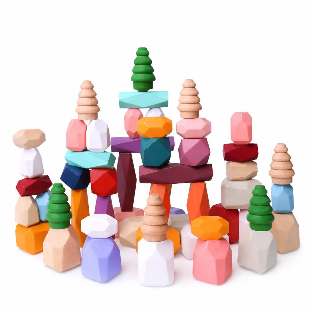 Building Rocks Toy Wooden Stacking Stones | Montessori Balance Rocks Toy, Preschool STEM ...