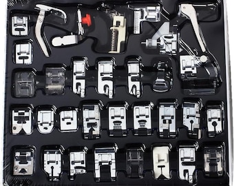 32Pcs Sewing Machine Presser Feet Kit Universal Low Shank Set Accessories