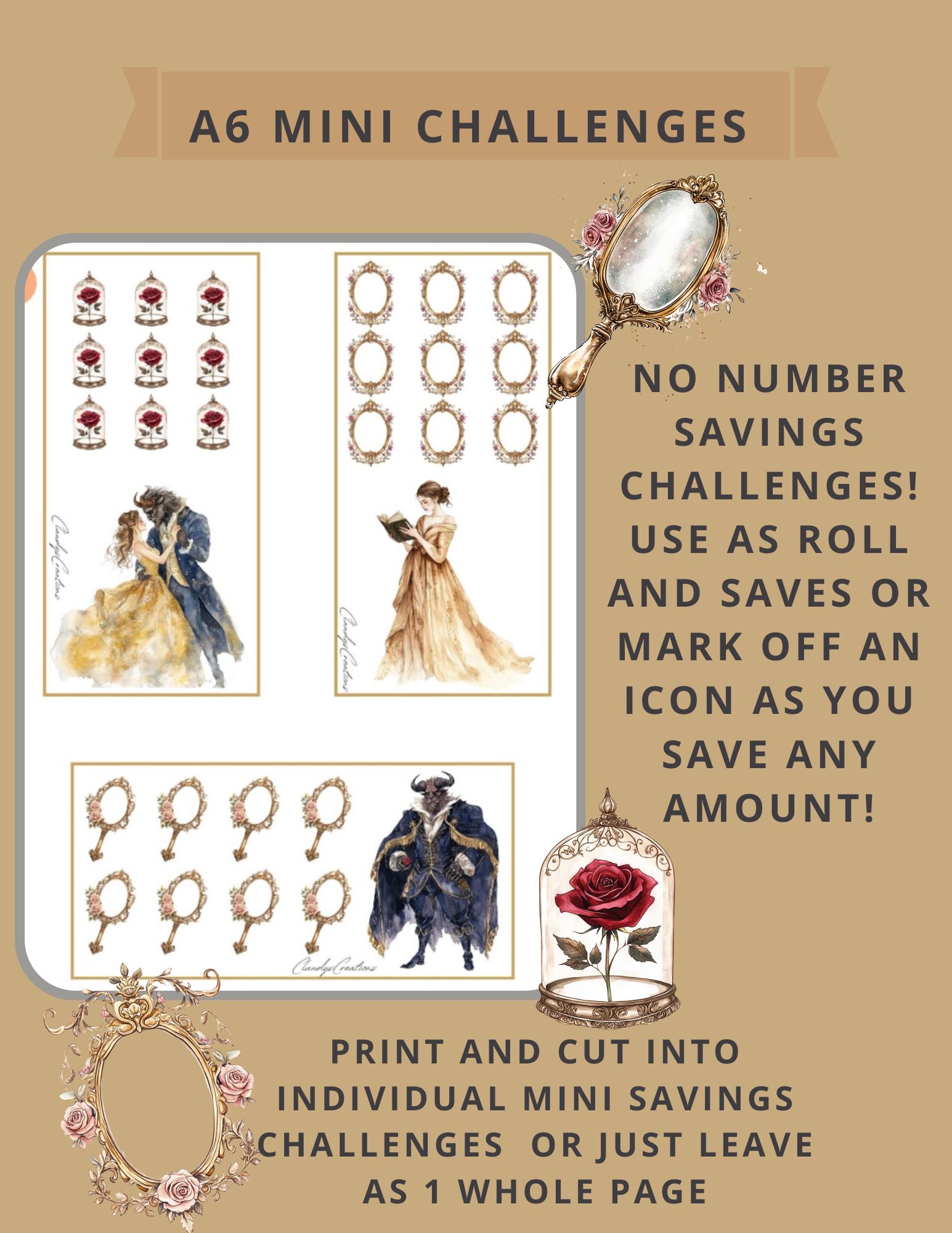 Mini Challenges With Roses Beauty Savings Challenge Printable | A6 Mini Challenges, Budget Binder ...