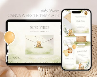 Classic Winnie the Pooh Baby Shower Website Invitation (Digital Download)
