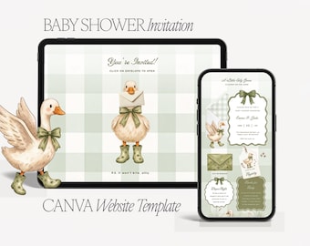 Silly Goose Baby Shower Website Template, Green Meadow Digital Invitation (RSVP Included)