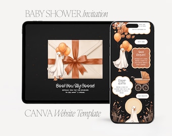 Little Boo Silly Goose Halloween Baby Shower Spooky Website Template (Digital Download)