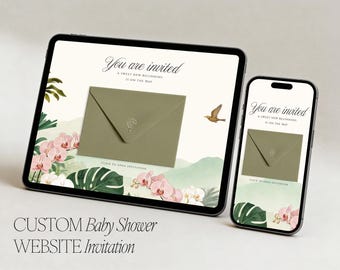 Custom Baby Shower Invitation Website template - Personalized Canva Website Design