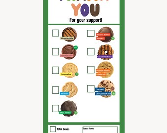 Bedankkaarten voor padvinderskoekjes | Afdrukbaar | Downloaden | Ontvangst van koekjes voor padvinders