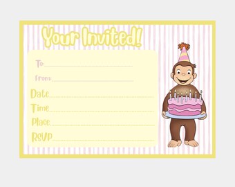 Invitación de cumpleaños de Jorge el Curioso / Descarga instantánea / Invitación digital de 5x7